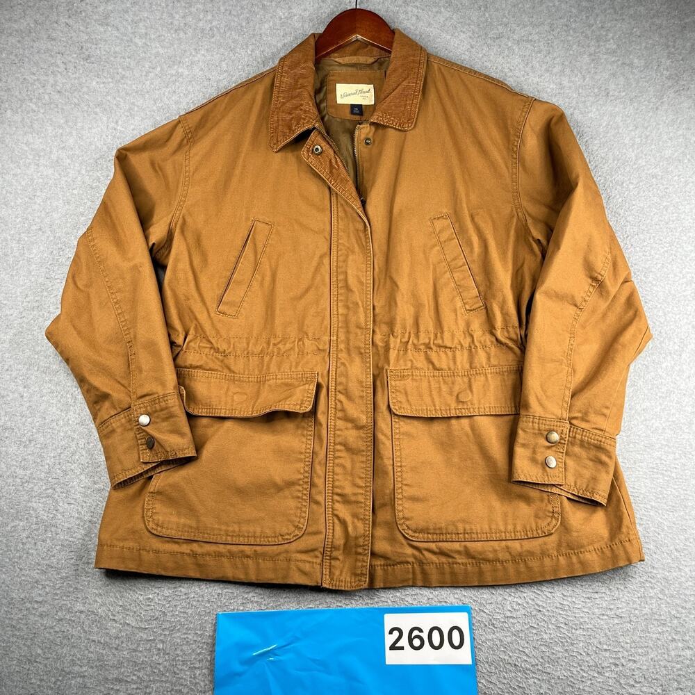 Universal Threads Canvas Jacket Full Zip Button Casual Pockets Mens 2XL Beige